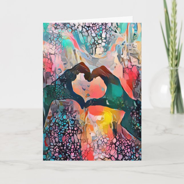 Happy Valentine's Day | Your Words Hand Heart Love Holiday Card (Front)