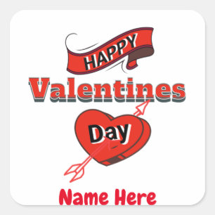 Happy Valentines Day's Personalised Name Gift Square Sticker