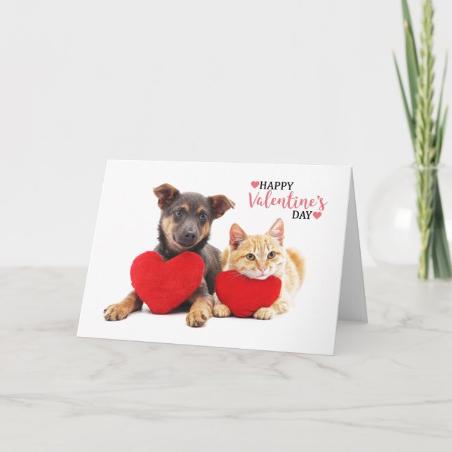 Happy Valentine's Dog and Cat Holiday Card (Front)