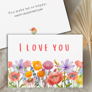 Happy Valentines – Floral I Love You Wildflowers Holiday Card
