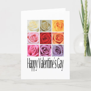 Happy Valentine's Gay, Rainbow Roses Holiday Card