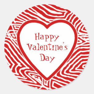 Happy Valentines Heart Classic Round Sticker