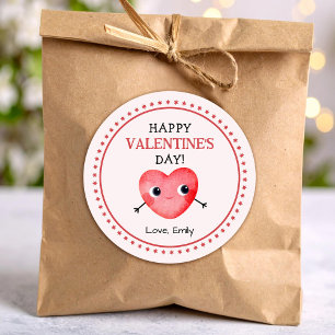 Happy Valentine's heart Classic Round Sticker