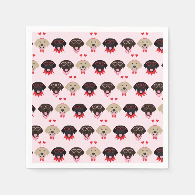 Happy Valentines Labrador Retriever Dogs Napkin (Front)