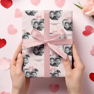 Happy Valentine's Personalised Heart Photo Pastel  Wrapping Paper