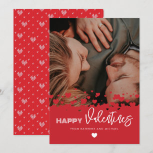 Happy Valentines Photo Red Hearts Couple Family Holiday Card