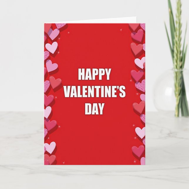Happy Valentines Polka Dot Heart Card (Front)