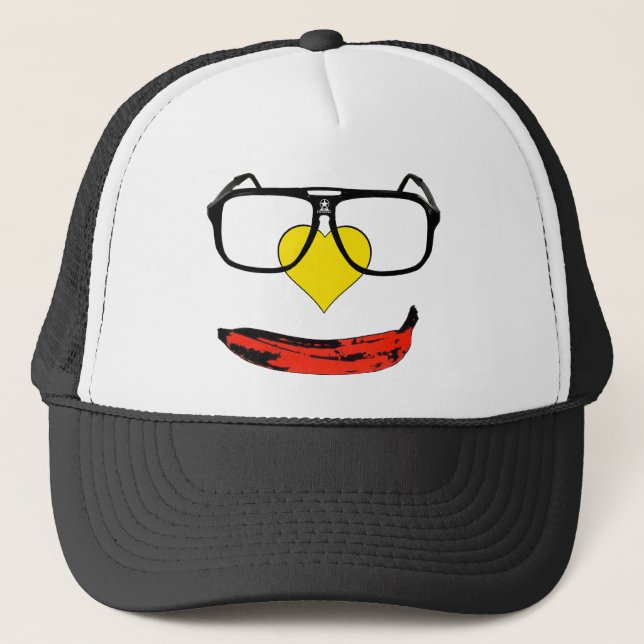 Happy Valentine's Pop Art Face Trucker Hat (Front)