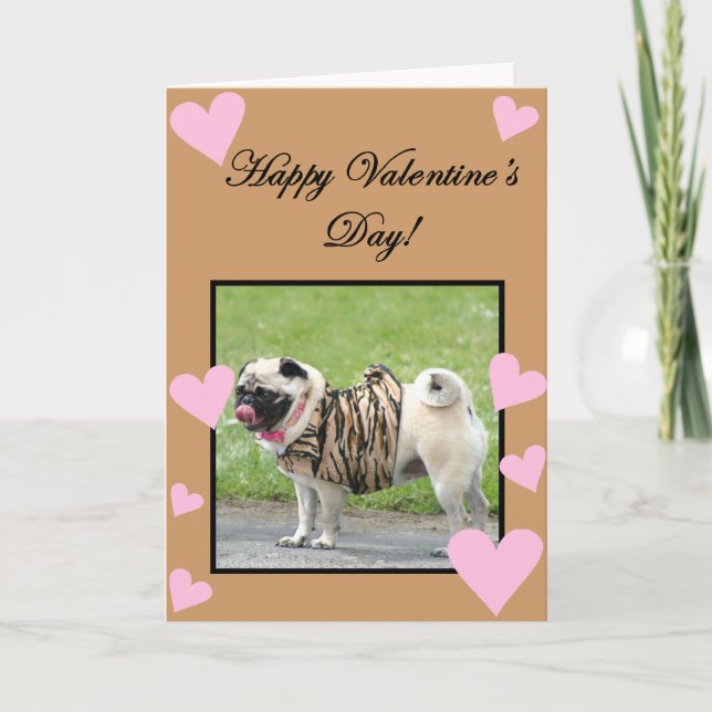 Happy Valentine's Pug greeting card (Front)