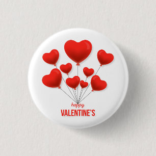 Happy Valentine's Red Balloons Holidays 3 Cm Round Badge
