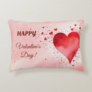 Happy Valentines Red Heart Decorative Cushion