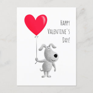 Happy Valentine's Red Heart Dog Puppy Holiday Card