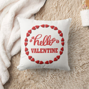  Happy Valentines red heart Hello Valentine 2025 Cushion