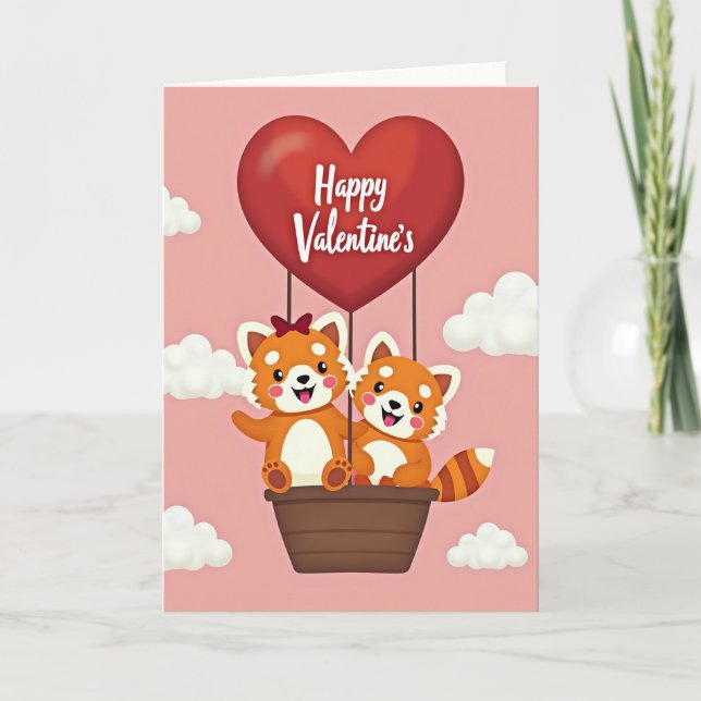 Happy Valentines Red Panda Card (Front)