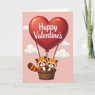 Happy Valentines Red Panda Heart Card