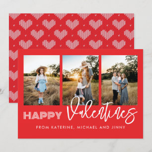 Happy Valentines Red Photo Collage Family Card