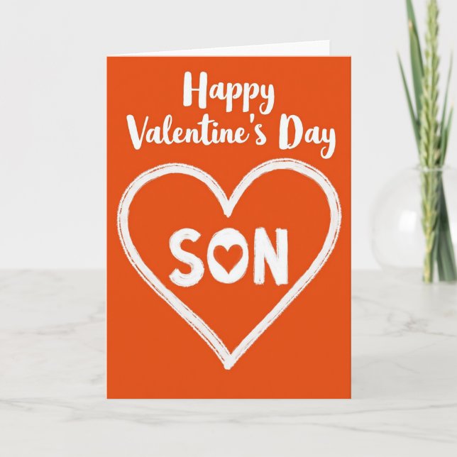 Happy Valentines Son Painted Heart Card (Front)