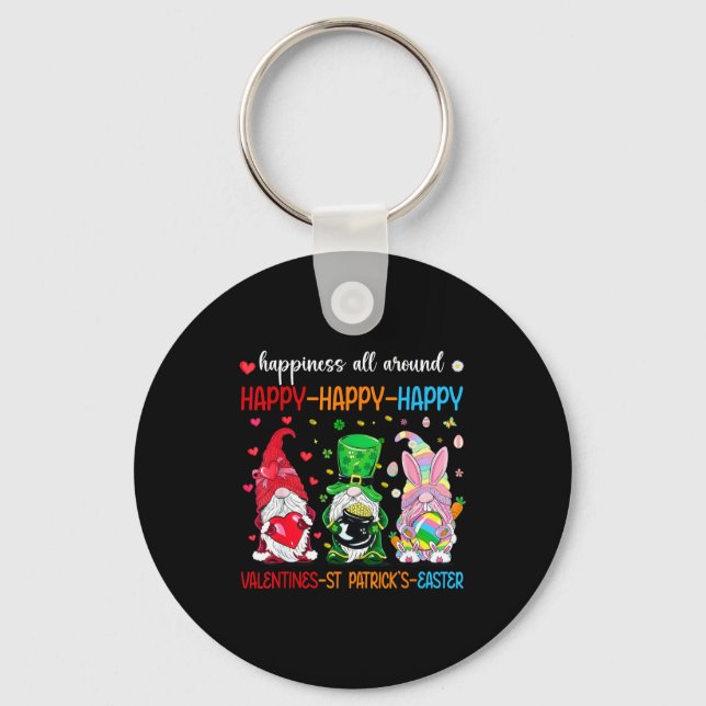 Happy Valentines St Patrick Day Easter Day Holiday Key Ring (Front)