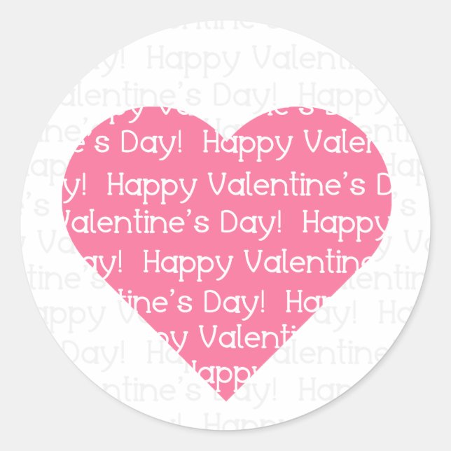 Happy Valentine's Sticker - Pink Heart (Front)