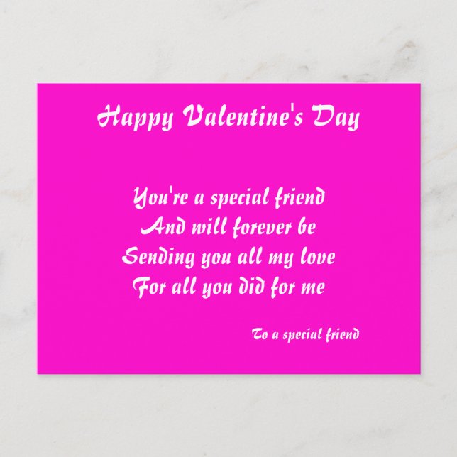 Happy valentine's to a special friend postcards (Front)