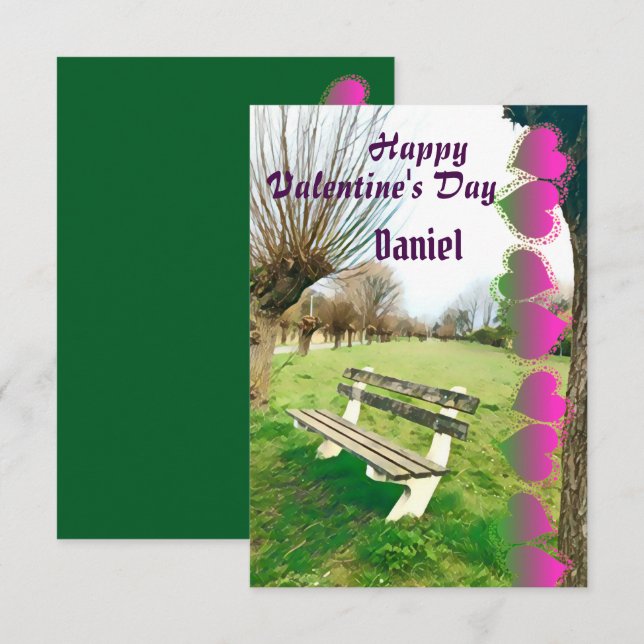 Happy Valentines Watercolor Garden Bench For Him (Front/Back)