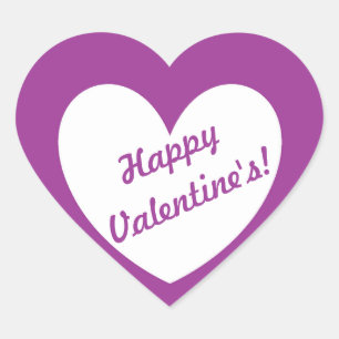 "Happy Valentine's" white heart on purple Sticker