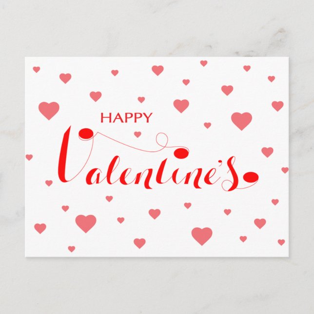 HAPPY VALENTINE's with red Hearts Holiday Postcard (Front)