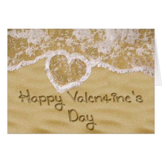 "Happy Valentine's" written in sand Greeting Card