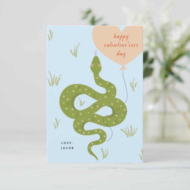 Happy Valentine'ssss Day Card Blue (Standing Front)