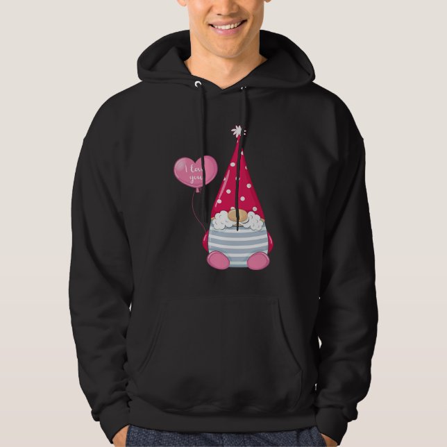 Happy Valentineu2019s Day Male Gnome with I Love Y Hoodie (Front)