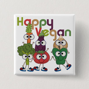 Happy Vegan 15 Cm Square Badge