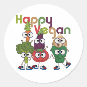 Happy Vegan Classic Round Sticker