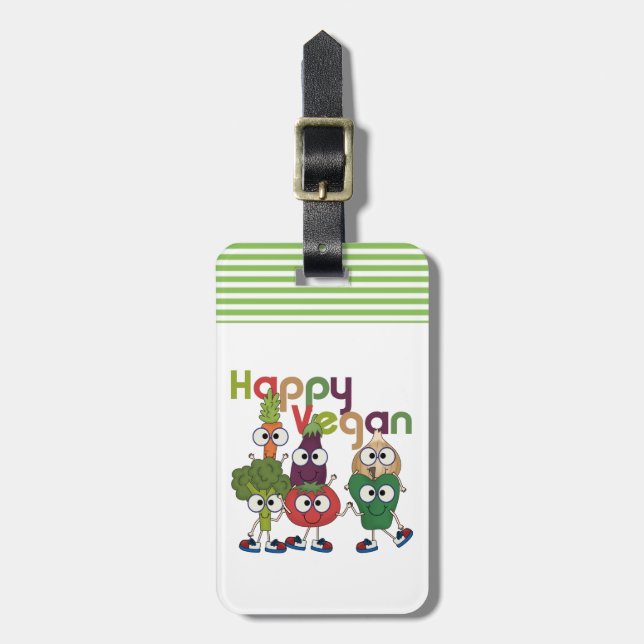 Happy Vegan Luggage Tag (Front Vertical)