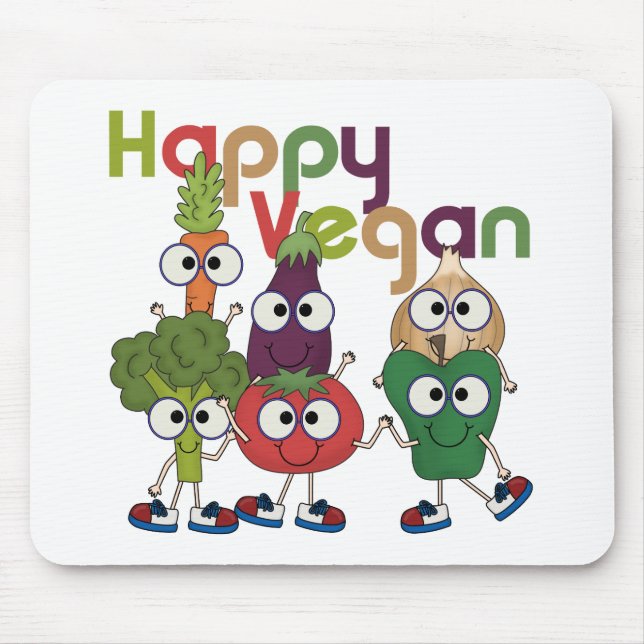 Happy Vegan Mouse Mat (Front)