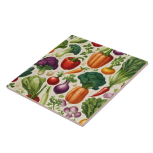 Happy Vegetables Healthy Food Modern Collection Tile