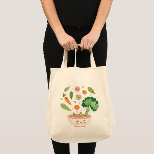 Happy Veggies Reusable Grocery Tote Bag