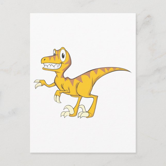 Happy Velociraptor Dinosaur Postcard (Front)
