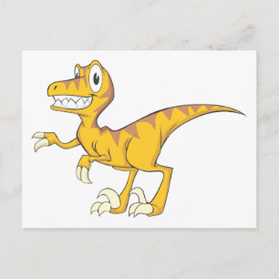 Happy Velociraptor Dinosaur Postcard