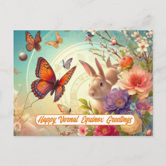 Happy Vernal Equinox Greetings Postcard (Front)