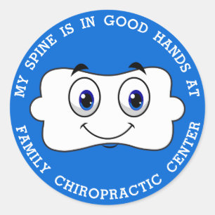 Happy Vertebra - Spine In Good Hands Chiropractic Classic Round Sticker