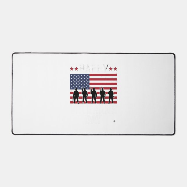 Happy Veterans Day Flag Silhouette Vector Design_1 Desk Mat (Front)