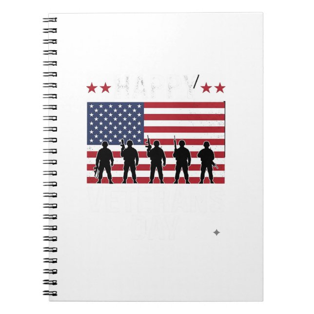 Happy Veterans Day Flag Silhouette Vector Design_1 Notebook (Front)