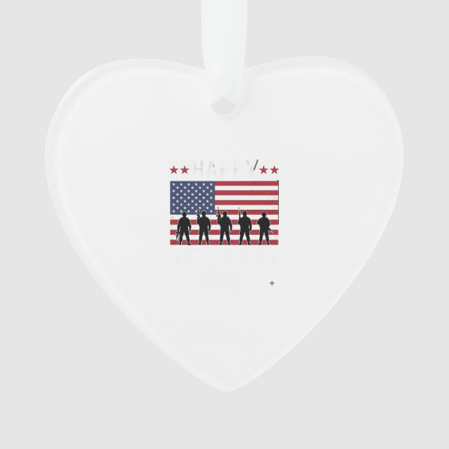 Happy Veterans Day Flag Silhouette Vector Design_1 Ornament (Front)