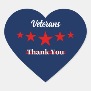Happy Veterans Day  Heart Sticker
