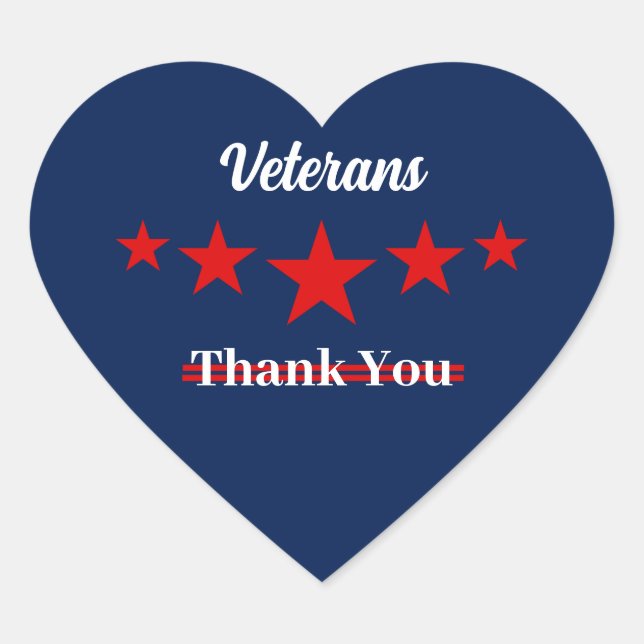 Happy Veterans Day  Heart Sticker (Front)