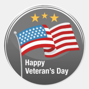 Happy Veterans Day Icon Classic Round Sticker