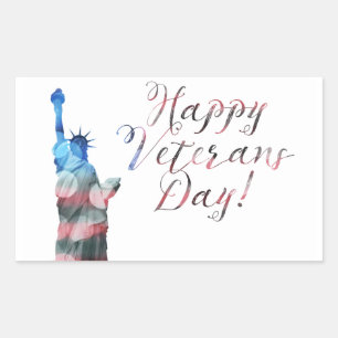 Happy Veterans Day (liberty bokeh) Rectangular Sticker