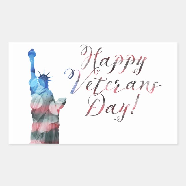 Happy Veterans Day (liberty bokeh) Rectangular Sticker (Front)
