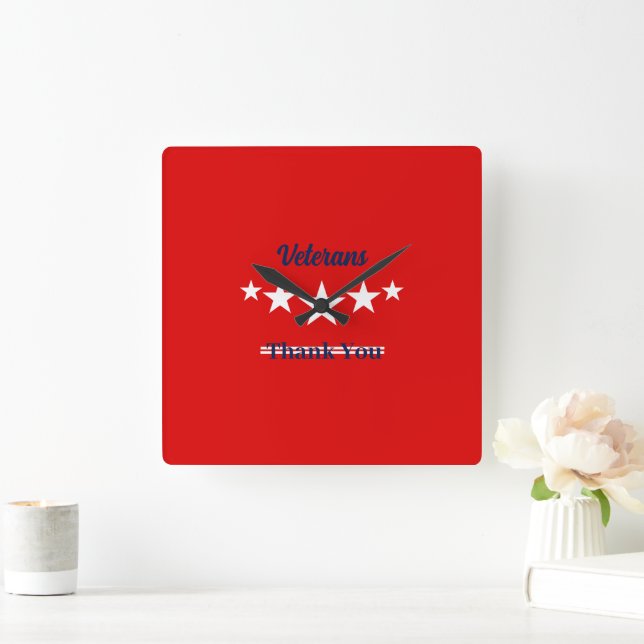 Happy Veterans Day  Square Wall Clock (Home)