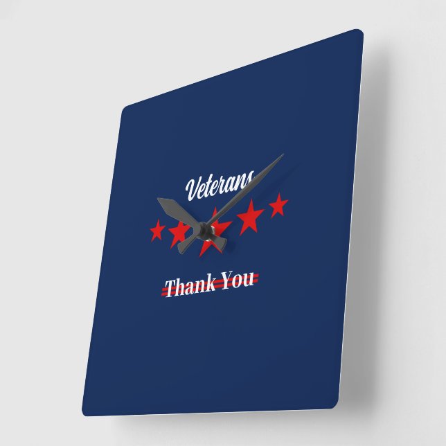Happy Veterans Day  Square Wall Clock (Angle)